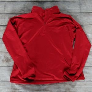 Red 1/2 Zip Ladies Pullover with Thumbholes XL